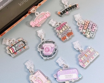 Mental Health Kindle Charm Accessory | Acrylic Dust Plug | Gift for Book Lovers