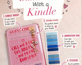 Blind Date Kindle Accessory Bundle | Chain, Dust plug,  Insert, Tabs, Stickers