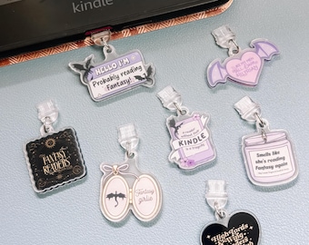 Fantasy Kindle Charm-tillbehör | Akryl dammplugg för e-läsare | Present till bokälskare