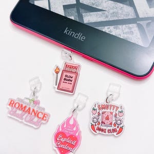 Romance Kindle Charm Dust Plug: Bookish E-Reader Accessory