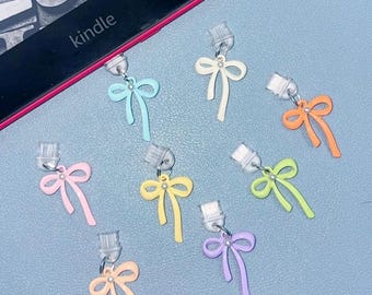 Personalized Kindle Charm | Pastel Bow USB-C / Micro USB Dust Plug