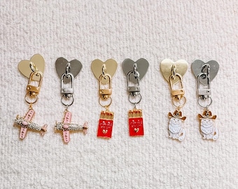 Mini Keychain Charms: Airplane, Matchbook, Cowboy Cat Bag Accessory