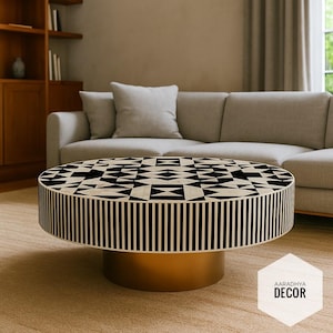 Round Bone Inlay Cocktail  Table/Handmade Bone Inlay Coffee Table/Center Table/Bone Inlay Table/Round Coffee Table/Bone Inlay Centre Table.