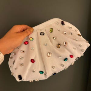 Clutch Bag with Colorful Rhinestones – Elegant Handmade Evening Purse, Party & Wedding Accessory”