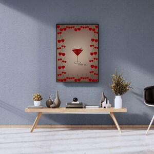 Cherry Martini Wall Art Printable | Trendy 18x24 Digital Download | Red Cocktail Poster | Aesthetic Bar Cart Decor | Modern Kitchen Art