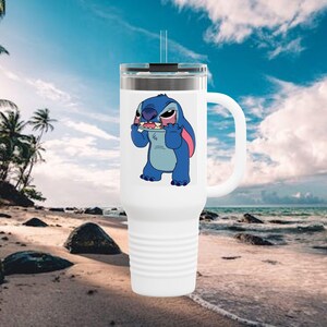PERSONALISIERTER Lilo und Stitch Insulierte Reisebecher, 40 Unzen - Wasserflasche mit süßem Charakter, Disney Geschenk, Kaffeebecher