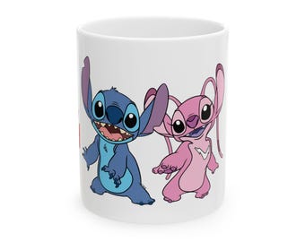 Lilo and Stitch Ceramic Coffee Mug, Ohana Gift Coffee Cup, Anime Kitchen Decor