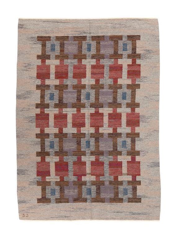 Handwoven modern boho rug Flatweave Beige Cream Brown Pure Wool Modern Area Rug Scandinavian Boho Home Decor