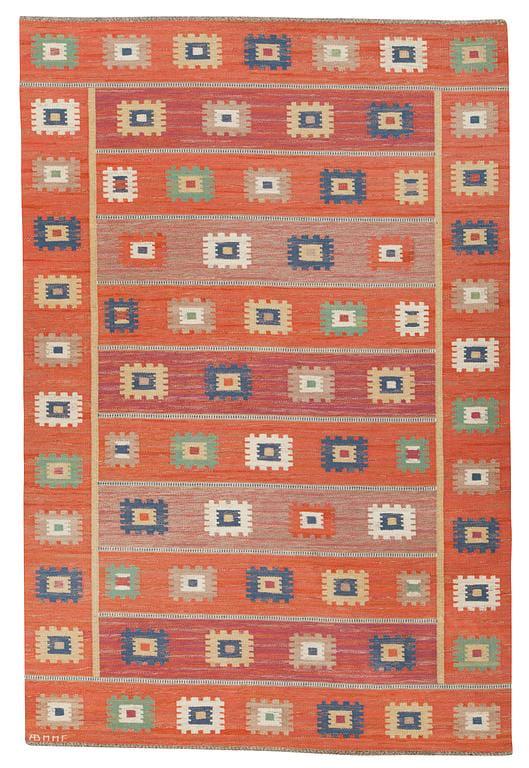 multicolor Vintage weave rug by Anna-Greta Sjöqvist American kilim rug