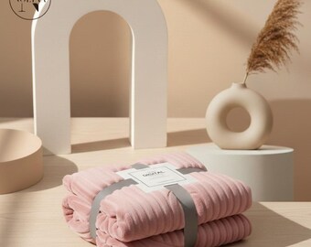 Manta de terciopelo tejida para la siesta | Decoración para el dormitorio | Camino de cama ligero | Manta de lujo de piel sintética de conejo