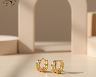 Pendientes de botón de círculo abierto | Pendientes minimalistas de circonita | Pendientes circulares para dama de honor | Joyería de boda delicada