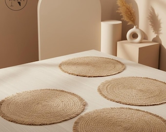 10 manteles redondos de arpillera | Decoración rústica para mesa | Mantel individual para comedor | Regalo para decoración de cocina