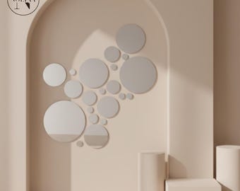 Espejo de pared acrílico 3D de 26 piezas, calcomanías de pared, diseño circular, decoración del hogar, espejos de pared geométricos.
