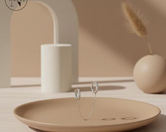 Pendientes de borla con forma de corazón y aguja de plata de ley | Pendientes largos de doble cadena con circonitas estrelladas | Regalo minimalista de boda para ella