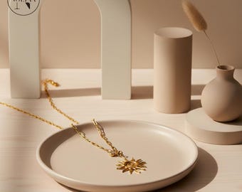 Collar personalizado con piedra de nacimiento de sol | Colgante celestial personalizado | Collar con colgante delicado | Collar de dama de honor como regalo