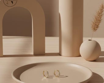 Pendientes de aro redondos minimalistas de circonita | Joyas de boda delicadas | Regalo de pendientes para dama de honor | Regalo moderno para tu mejor amiga