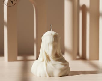 Molde para vela de novia con velo, molde para vela de mujer enmascarada, velas de silicona 3D de diosa femenina, vela de cera artesanal