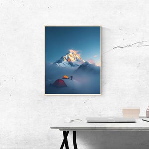 Mount Everest Poster | Everest Wall Art | Mountain Landscape Print | Himalayan Travel Poster | Adventure Decor | Nepal Art