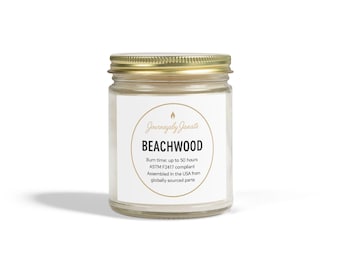 Candela profumata Beachwood: cera di cocco e albicocca, regalo per aromaterapia