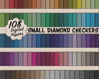 108 pequeños patrones sin costuras de cuadros de diamantes: paquete gigante de papel digital gris y multicolor para scrapbooking, papelería DIY y manualidades.
