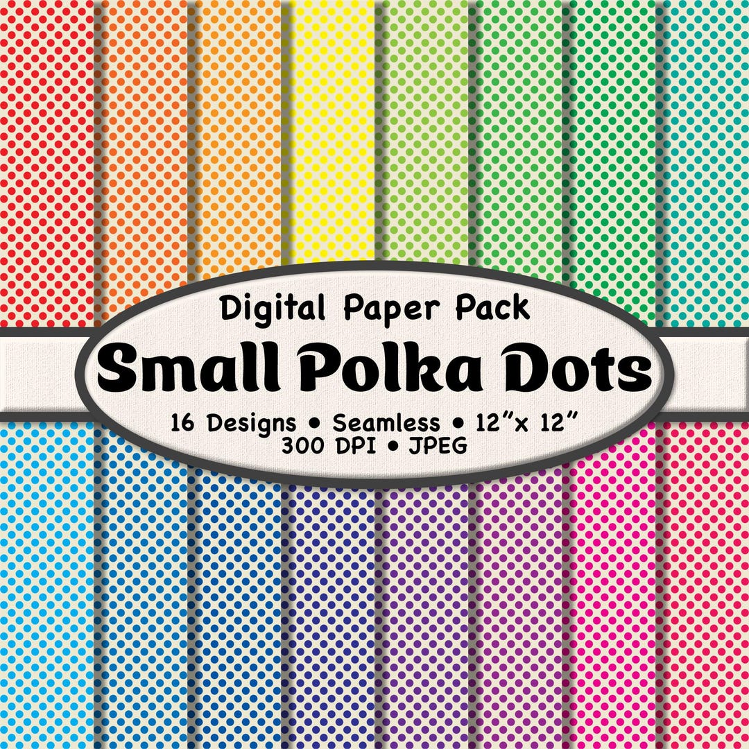 Small Rainbow Polka Dots Digital Paper Set (1/4") – 16 Summer Color and ...