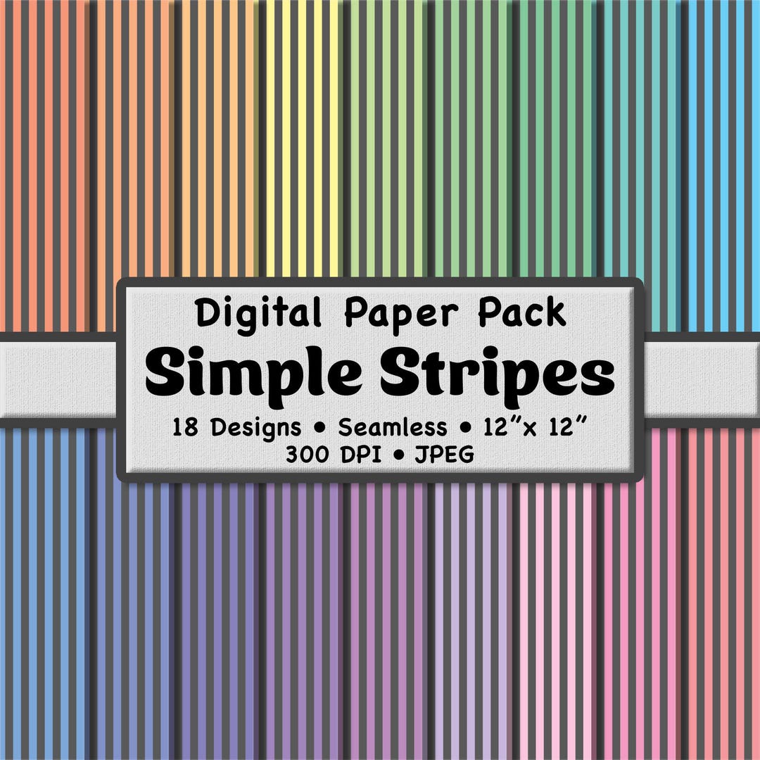 18 Pastel and Gray Stripes Digital Paper Pack (small 1/4") – Seamless ...