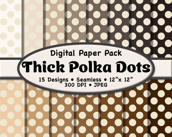 Pacote de Papel Digital com Estampa de Bolinhas Grossas em Tons Neutros de Marrom: Padrões para Scrapbook em Bege e Marrom (Download Digital)