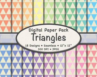 Pastel Triangle Digital Paper Pack (Medium) – 18 Seamless Beige and Soft Color Geometric Backgrounds for Scrapbooking, Crafts, Digital Work
