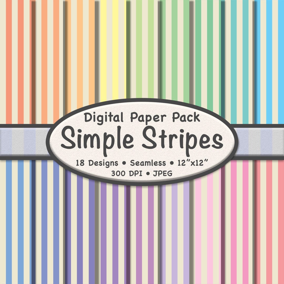 Pastel and Beige Stripes Digital Paper Pack (50% Scale) – 18 Seamless ...