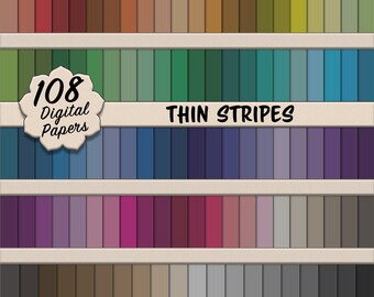Thin Gray Stripes Digital Paper Pack (XS) – 108 Seamless Gray and Rainbow Color Patterns for Scrapbooking, DIY Stationary, & Digital Work