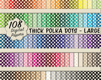 Pacote de papel digital com bolinhas bege grossas (grande) – 108 padrões sem emendas para impressão, fundos para scrapbooking, papelaria e artesanato