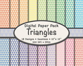 Pastel Triangle Digital Paper Pack (XS) – 18 Seamless Beige and Soft Color Geometric Backgrounds for Scrapbooking, Crafts, Digital Work