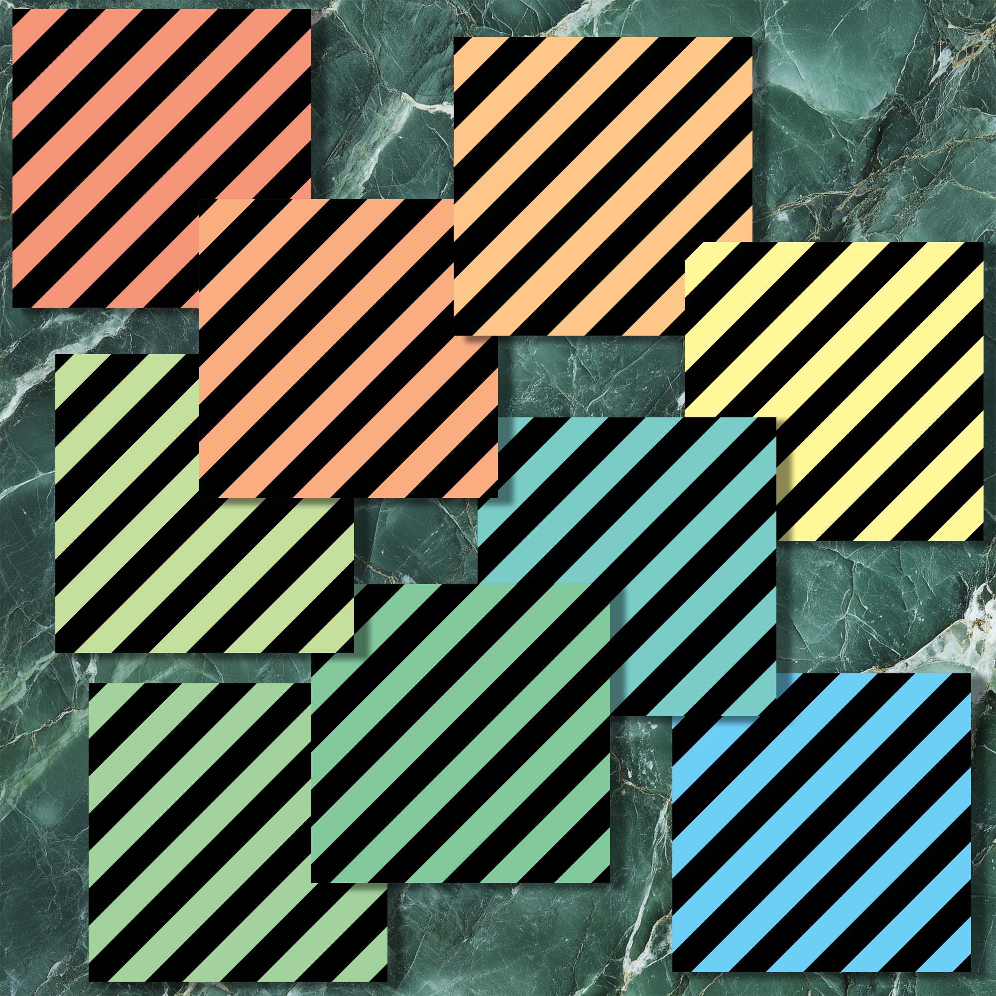 Pastel Diagonal Stripes Digital Paper Pack (large) - 18 Black & Soft ...