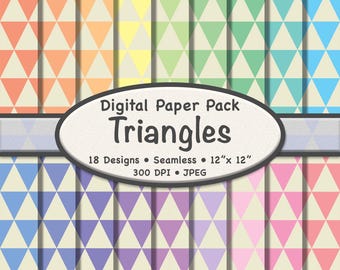 Pastel Triangles Digital Paper Pack (Large) – 18 Seamless Beige and Soft Color Geometric Backgrounds for Scrapbooking, Crafts, Digital Work