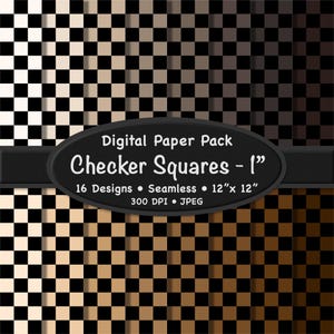 Neutral Brown and Black Checkerboard Digital Paper Pack (16 Seamless Patterns)