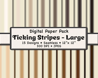 Pacote de Papel Digital Listrado em Tons Neutros de Marrom: 15 Padrões para Scrapbook em Bege e Marrom (Download Digital)