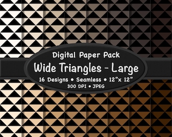 Paquete de papeles digitales de triángulos anchos (grande): diseños JPEG sin costuras en negro y marrón (descarga digital)