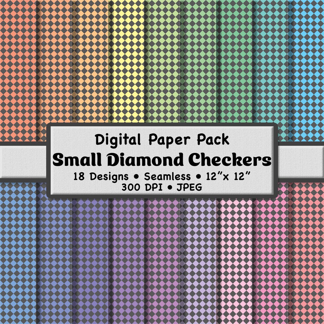 18 Pastel and Gray Small Diamond Checker Seamless Patterns – Soft Color ...