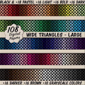 108 Wide Triangle Patterns (Large) – Black and Multicolor JPEG Digital Download Set for Scrapbooking, Stationery & DIY Crafting
