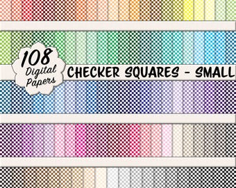 Pacote de Papel Digital Small Rainbow Checkers – 108 Padrões Sem Emenda em Branco e Multicolorido (Download Digital)