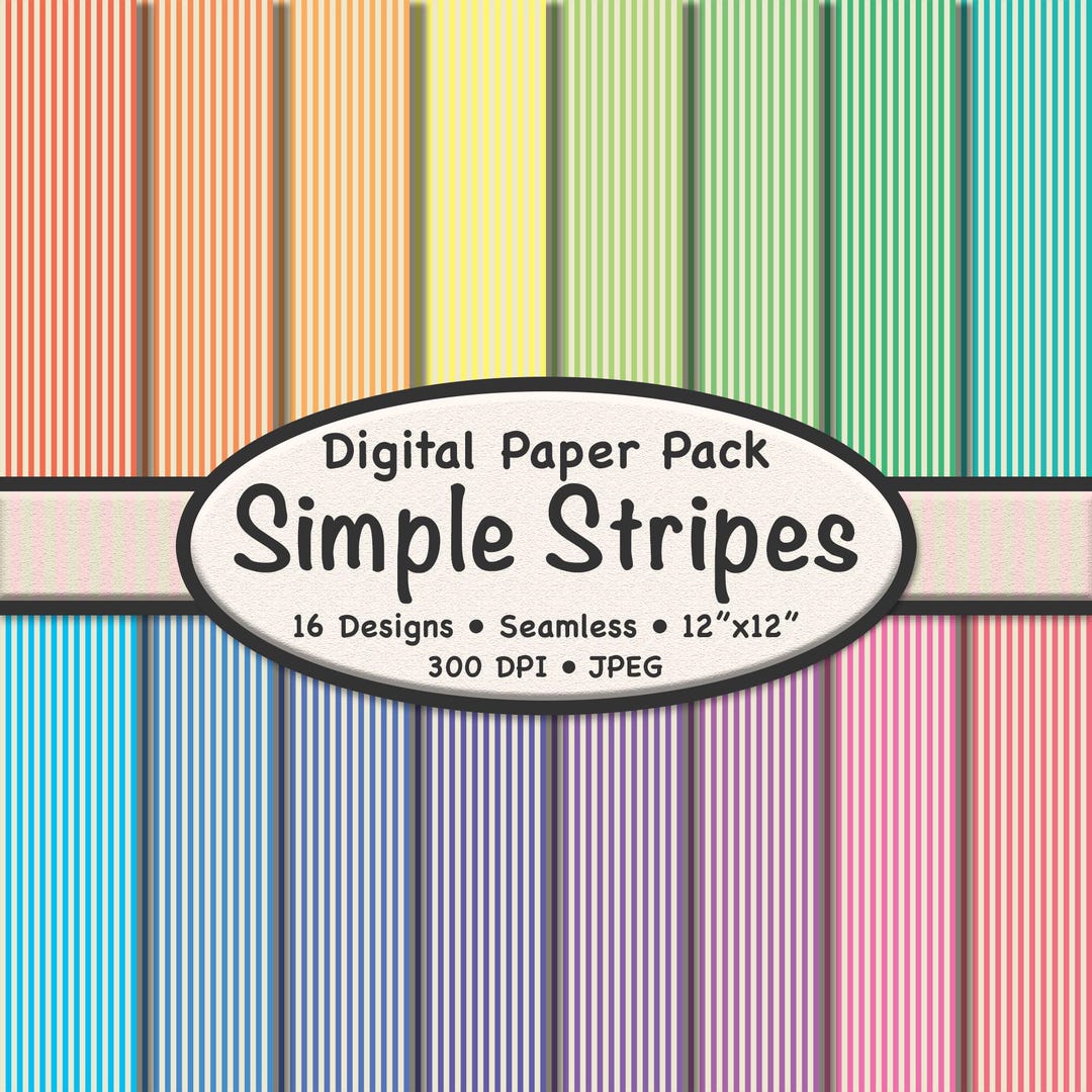 Pastel and Beige Stripes Digital Paper Pack (1/8" Size) – 18 Seamless ...