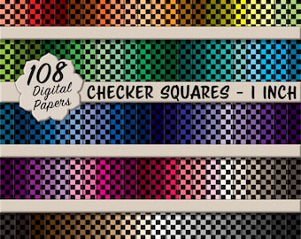 108 Papéis Digitais com Estampa Xadrez (2,54 cm) – Padrões Sem Costura para Artesanato (Download Digital)