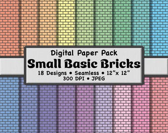 18 Papeles Digitales Rectángulos Básicos de Ladrillos Pastel (Pequeños): Colores Suaves y Grises con Patrones Sin Costuras para Scrapbooking, Papelería DIY y Manualidades