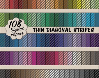 Printable Thin Diagonal Stripes Digital Paper Pack (Small) – Rainbow and Gray Seamless Patterns for DIY Scrapbooking, Crafts, Digital Work