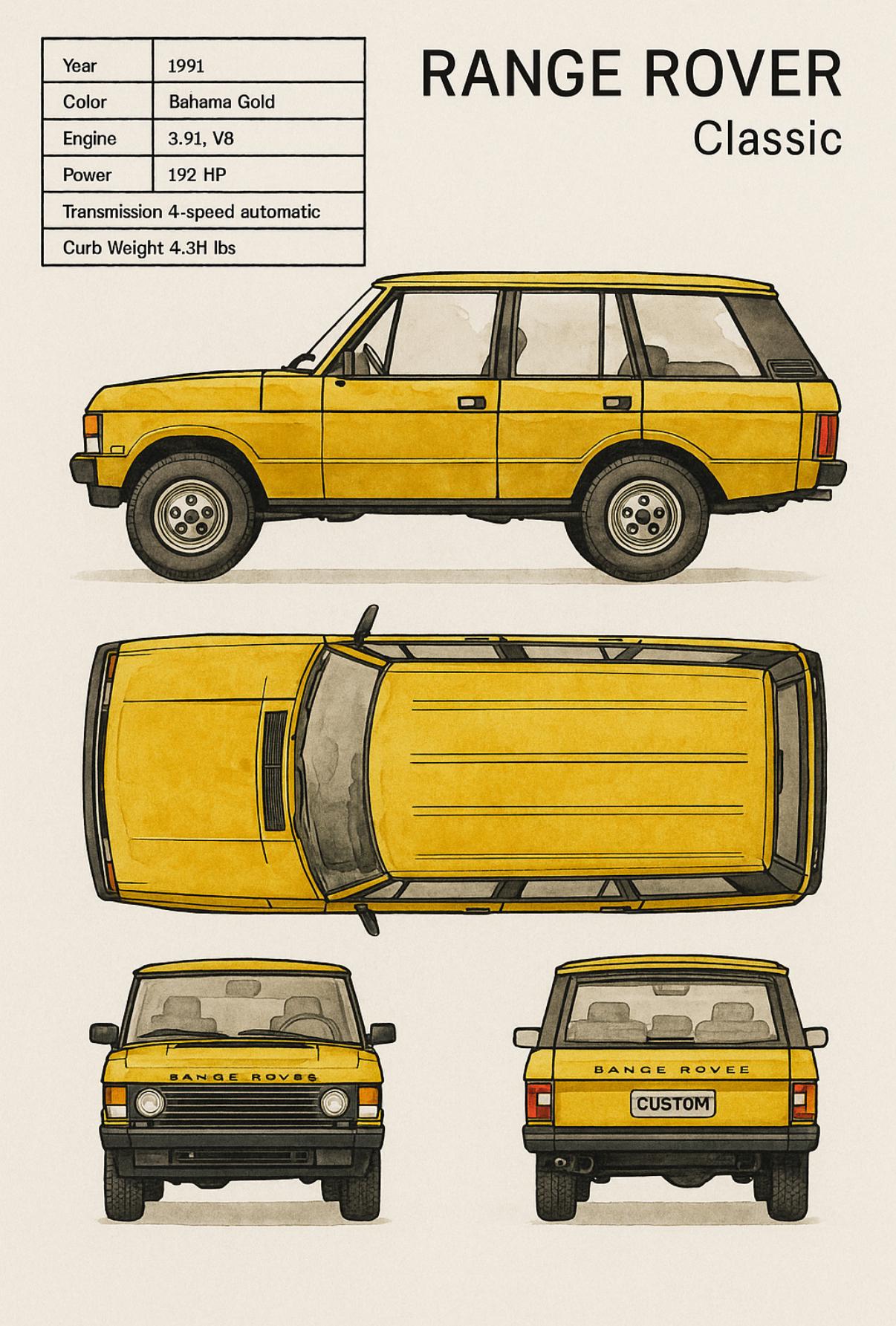 Colored Range Rover Classic Pen Art - Etsy