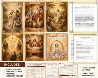 Luminous Mysteries Rosary Booklet for Students | Catholic Classroom and Homeschool Printable | Art and Prayer Guide
