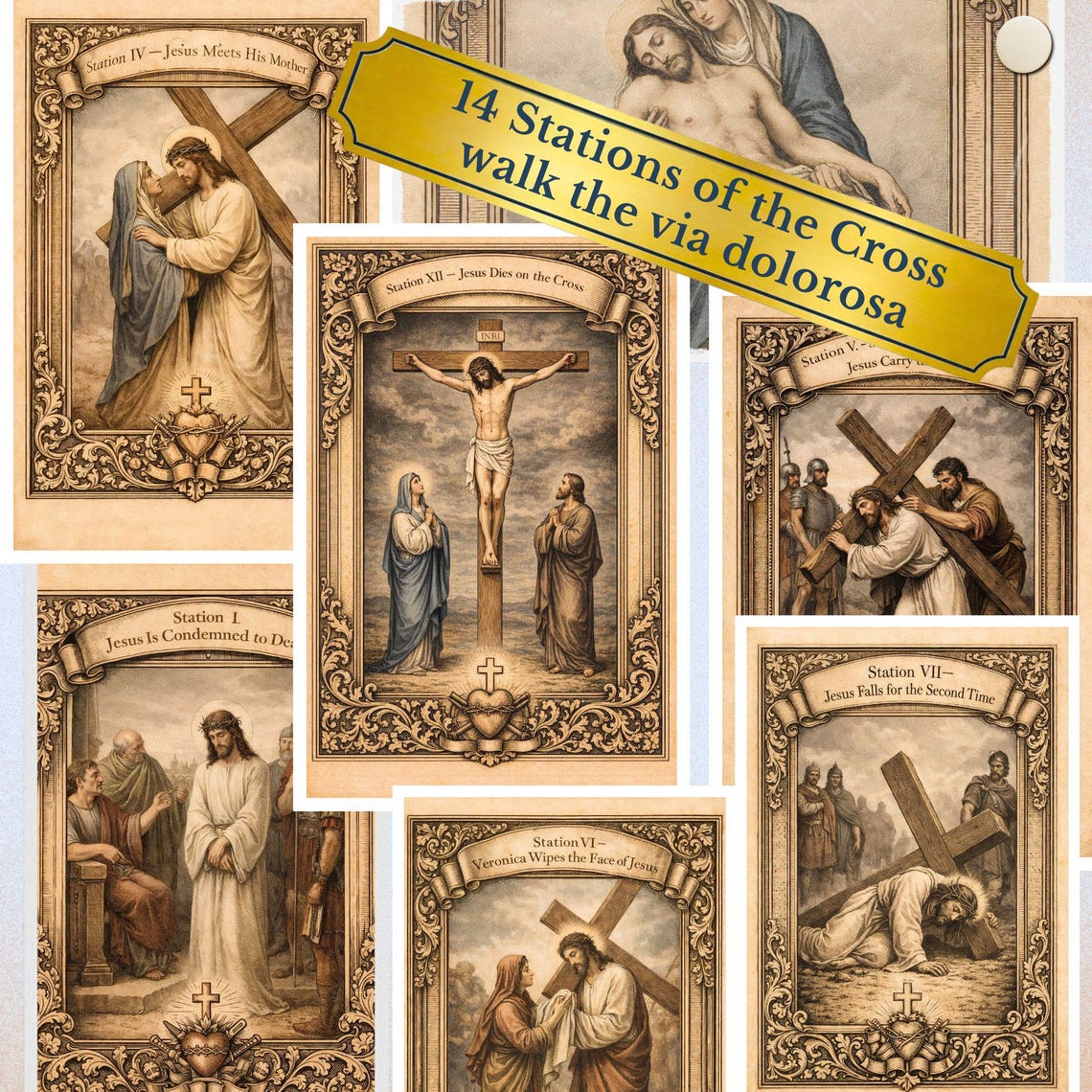 Stations of the Cross Wall Display Set | Catholic Printable Art for ...