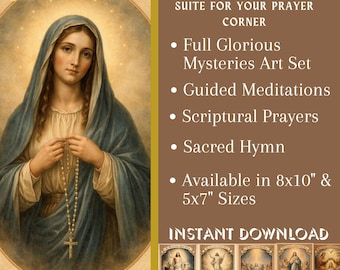 Rosario de los Misterios Gloriosos para imprimir / Devocional católico / Meditación y petición / Descarga instantánea