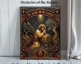 Sorrowful Mysteries Collection | Embossed Sacred Bronze Catholic Wall Decor | Passion of Christ Set