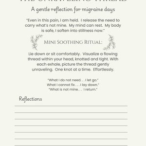 Migraine Journal Printable | Gentle Shadow Work Page for Pain Relief ...